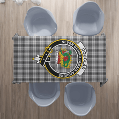 Douglas Grey Modern Tartan Crest Tablecloth