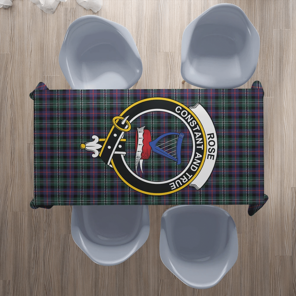 Rose Hunting Modern Tartan Crest Tablecloth