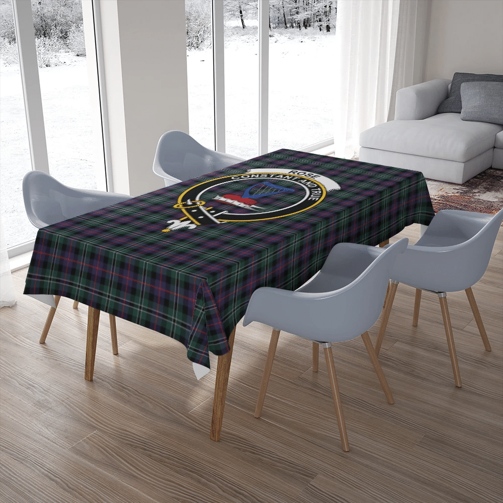 Rose Hunting Modern Tartan Crest Tablecloth