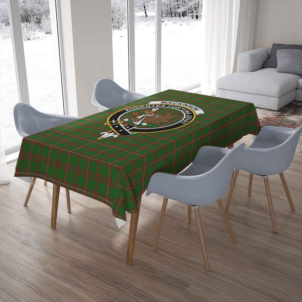 MacKinnon Hunting Modern Tartan Crest Tablecloth