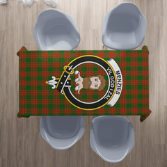 Menzies Green Modern Tartan Crest Tablecloth