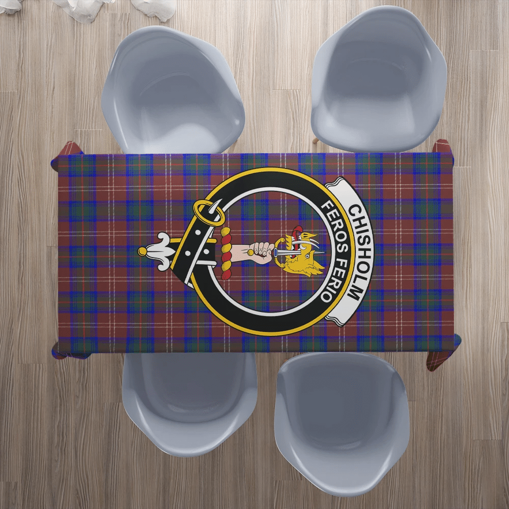 Chisholm Hunting Modern Tartan Crest Tablecloth