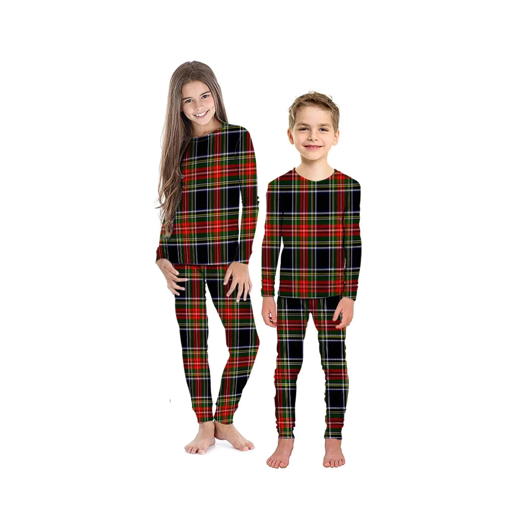 Stewart Black Tartan Plaid Pyjama Family Set