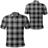 Menzies Black & White Modern Tartan Plaid Polo Shirt