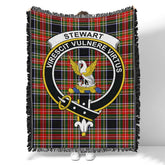 Scottish Tartan Stewart Black Clan Woven Blanket Crest Style