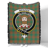 Scottish Tartan Menzies Green Ancient Clan Woven Blanket Crest Style