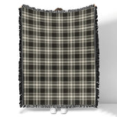 Scottish Tartan Menzies Black & White Ancient Clan Woven Blanket Plaid Style
