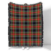 Scottish Tartan Stewart Black Clan Woven Blanket Plaid Style