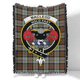 Scottish Tartan MacLeod of Harris Weathered Clan Woven Blanket Crest Style