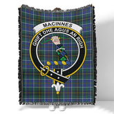 Scottish Tartan MacInnes Modern Clan Woven Blanket Crest Style