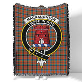 Scottish Tartan MacNaughton Ancient Clan Woven Blanket Crest Style
