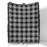 Scottish Tartan Menzies Black & White Modern Clan Woven Blanket Plaid Style
