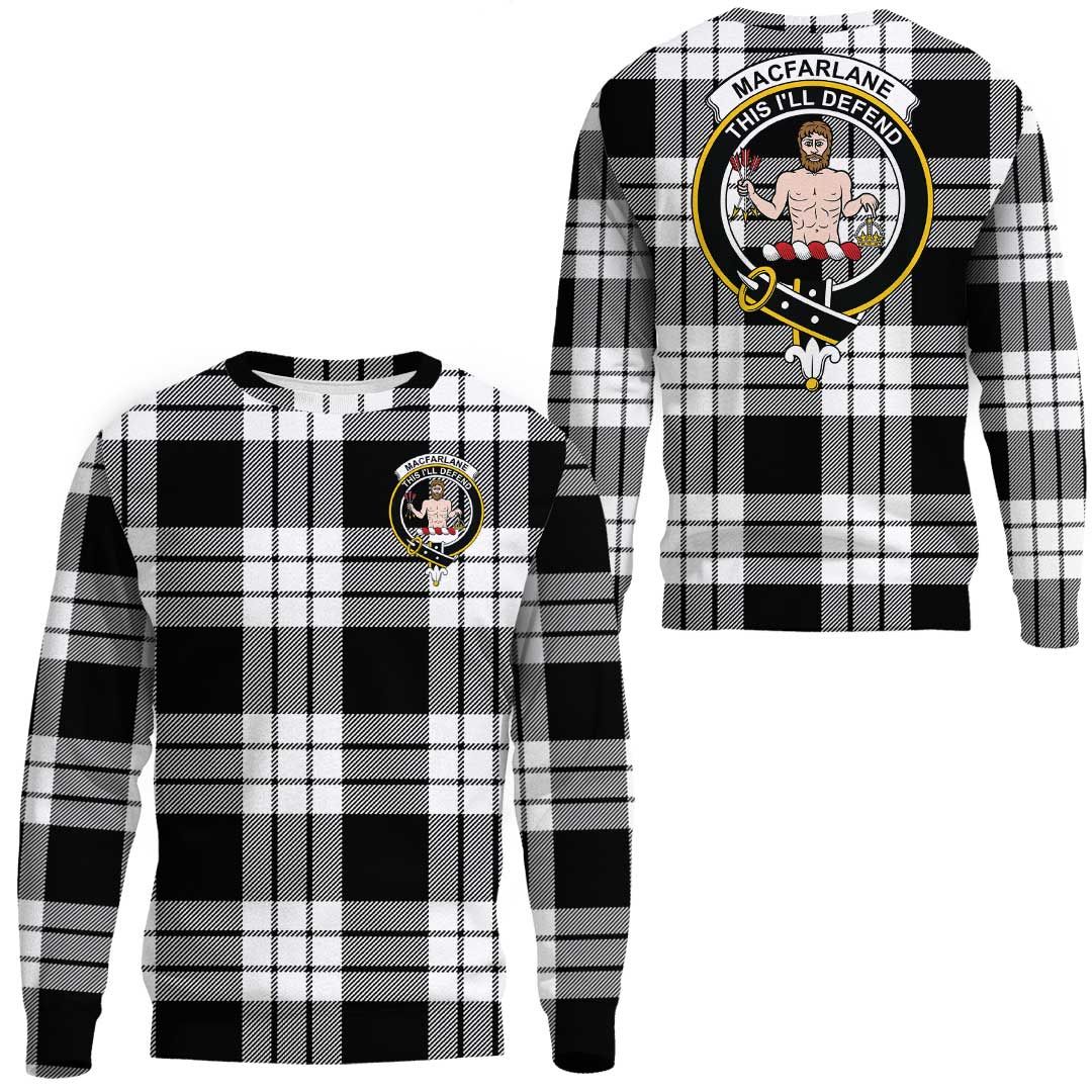 MacFarlane Black & White Ancient Tartan Crest Sweatshirt