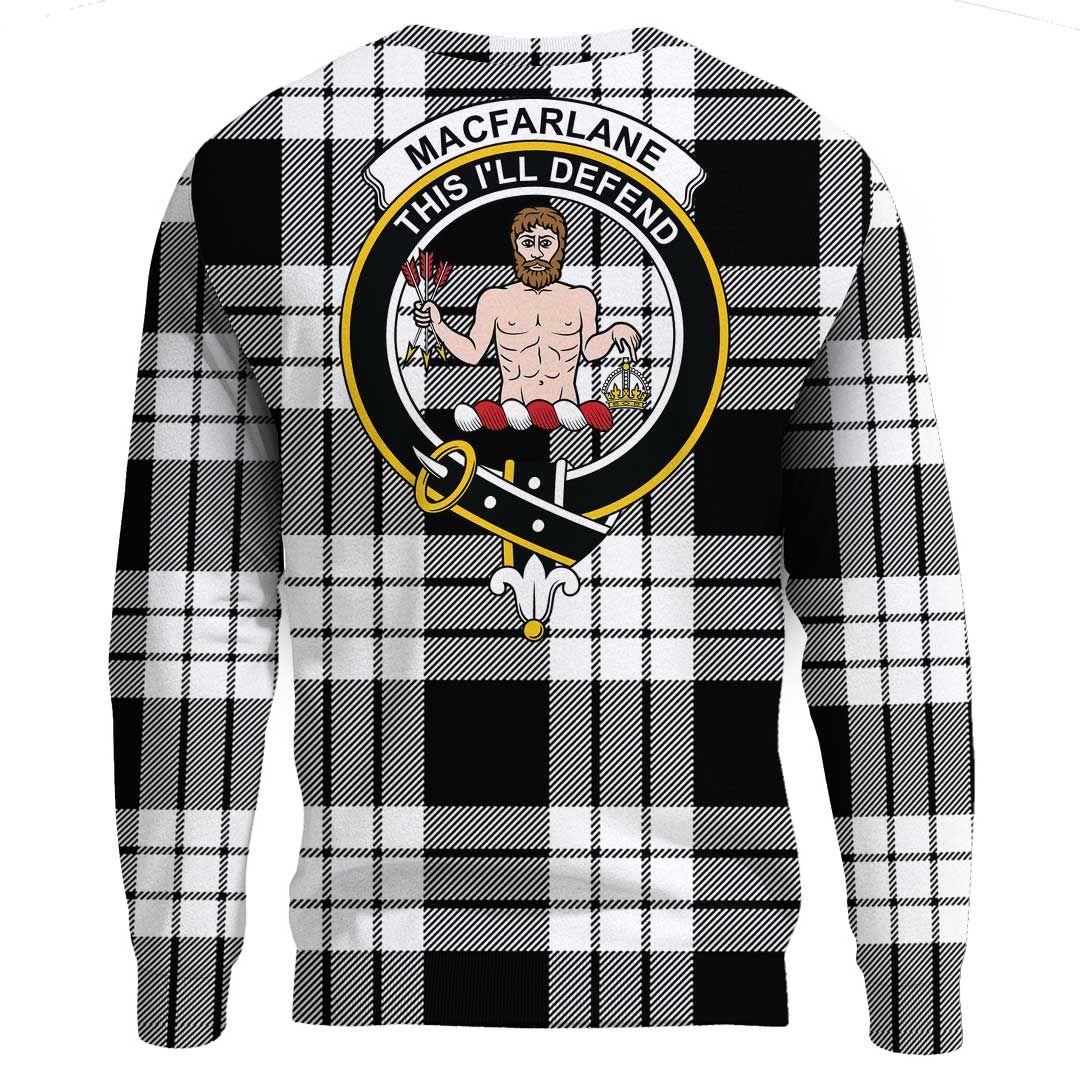 MacFarlane Black & White Ancient Tartan Crest Sweatshirt