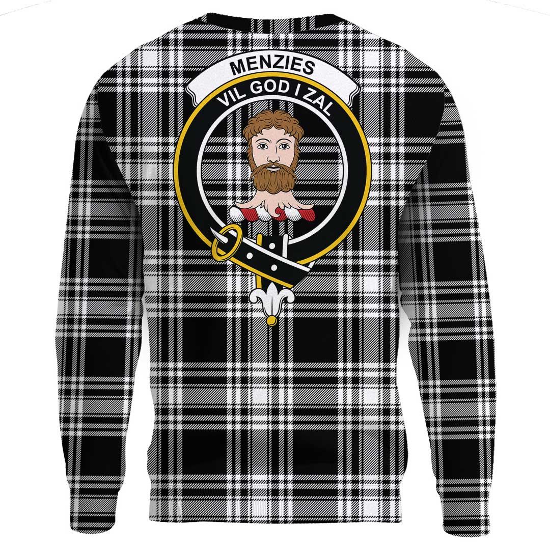Menzies Black & White Modern Tartan Crest Sweatshirt