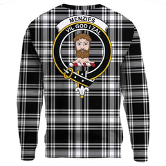 Menzies Black & White Modern Tartan Crest Sweatshirt