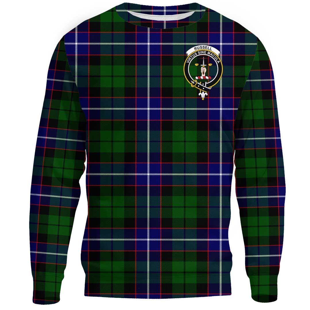 Russell Modern Tartan Crest Sweatshirt