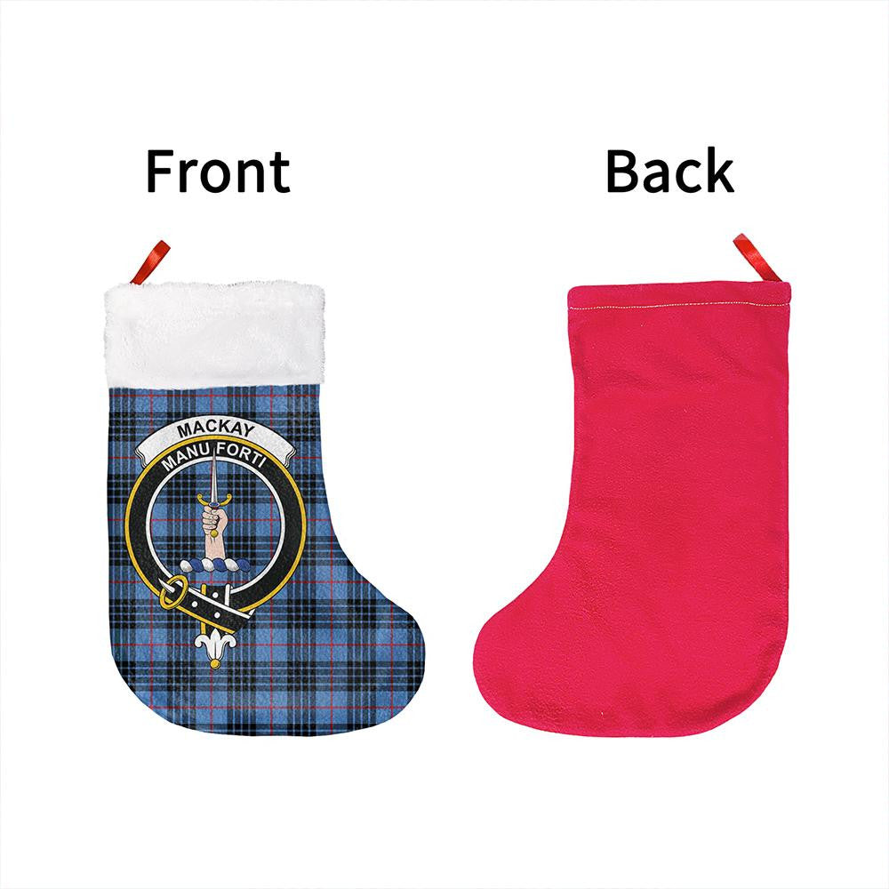 MacKay Blue Tartan Classic Crest Christmas Sock
