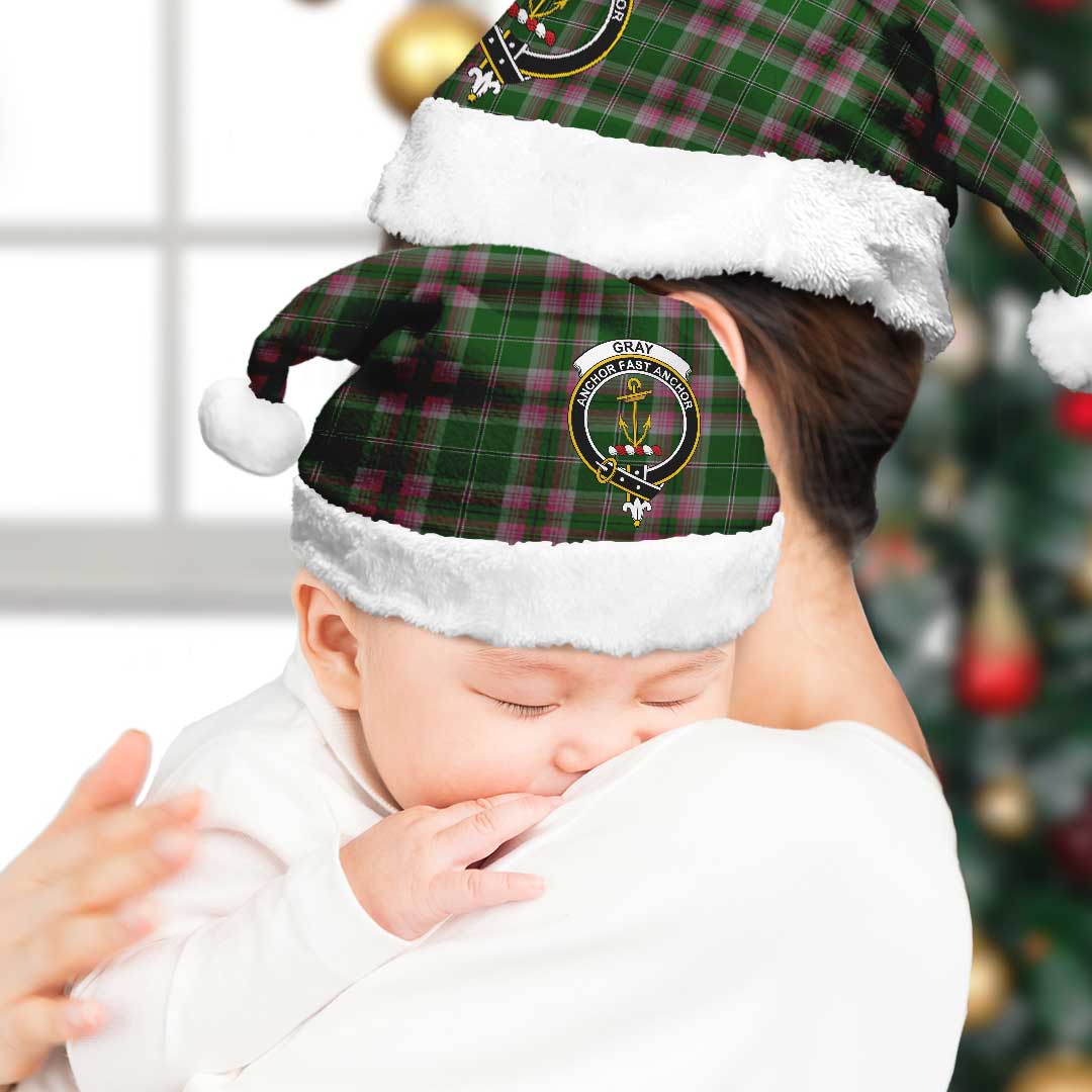 Gray Tartan Crest Christmas Hat