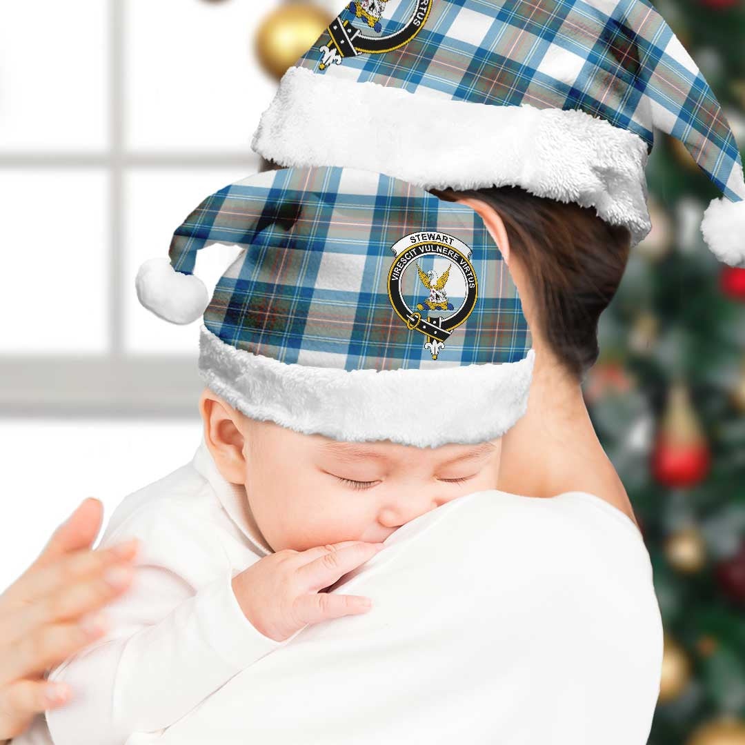 Stewart Muted Blue Tartan Crest Christmas Hat