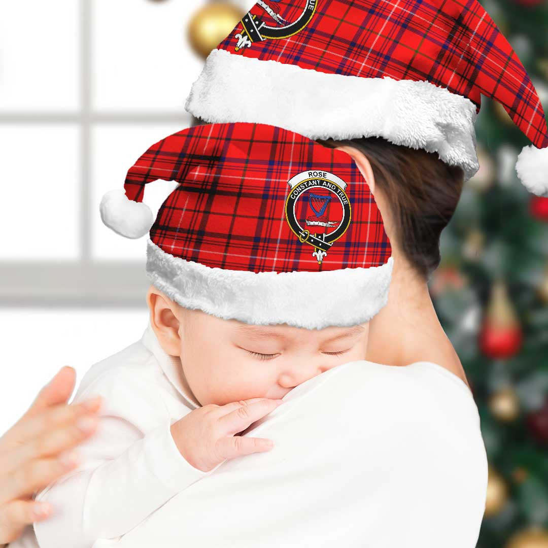 Rose Modern Tartan Crest Christmas Hat