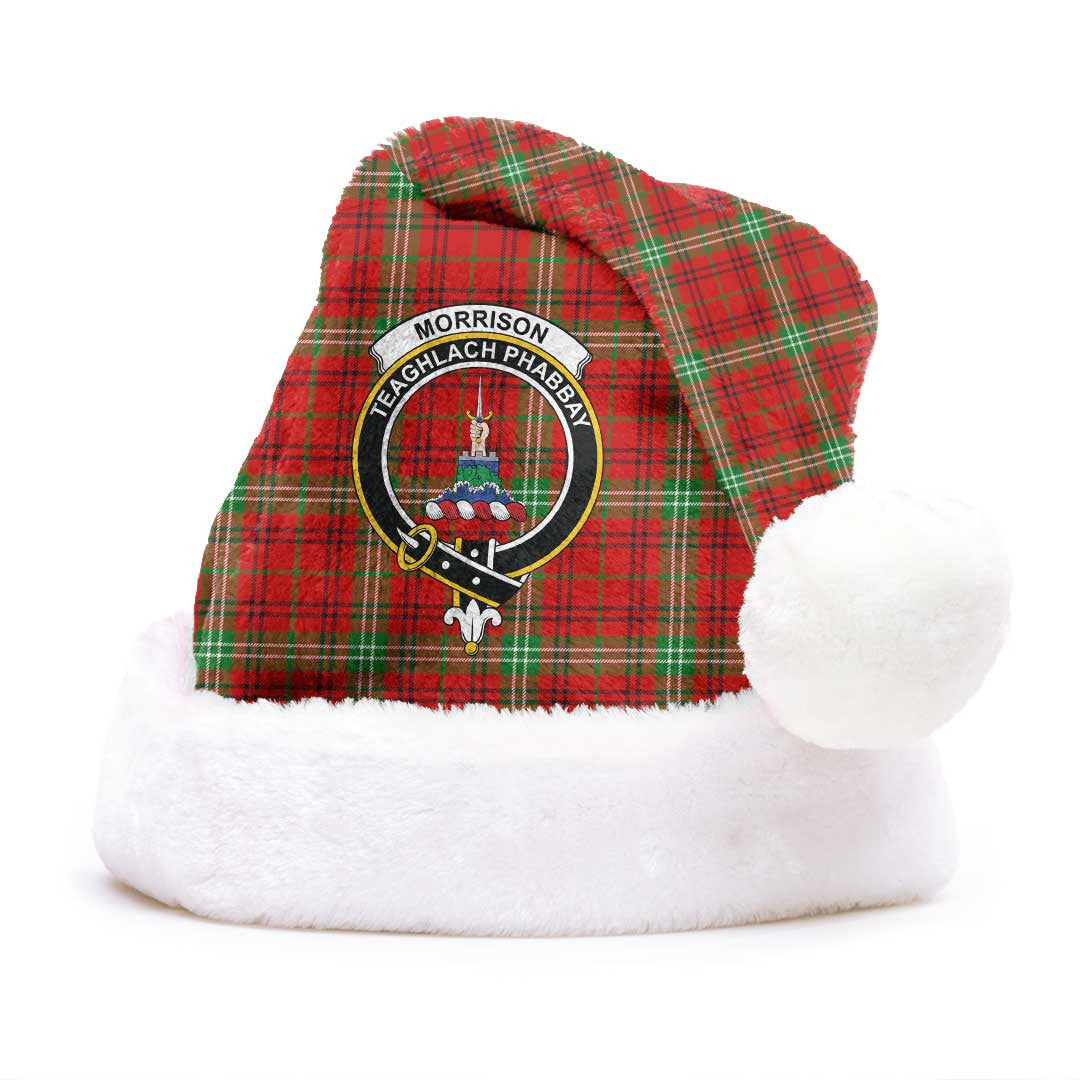 Morrison Red Modern Tartan Crest Christmas Hat