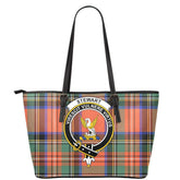 Stewart Royal Ancient Tartan Crest Leather Tote