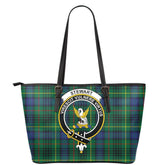 Stewart Hunting Modern Tartan Crest Leather Tote