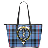 MacKay Blue Tartan Crest Leather Tote