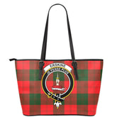 Erskine Modern Tartan Crest Leather Tote