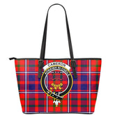 Cameron of Lochiel Modern Tartan Crest Leather Tote