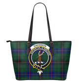 Davidson Modern Tartan Crest Leather Tote