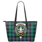 Urquhart Broad Red Ancient Tartan Crest Leather Tote