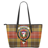 Buchanan Old Set Weathered Tartan Crest Leather Tote