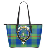 Barclay Hunting Ancient Tartan Crest Leather Tote