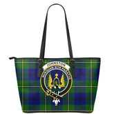 Johnston Modern Tartan Crest Leather Tote