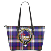 MacDonald Dress Modern Tartan Crest Leather Tote