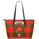 Cameron Modern Tartan Crest Leather Tote