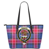Graham of Menteith Red Tartan Crest Leather Tote