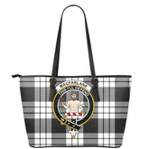 MacFarlane Black & White Tartan Crest Leather Tote
