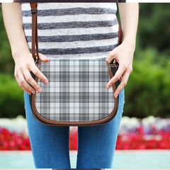 Douglas Grey Modern Tartan Plaid Saddle Bag