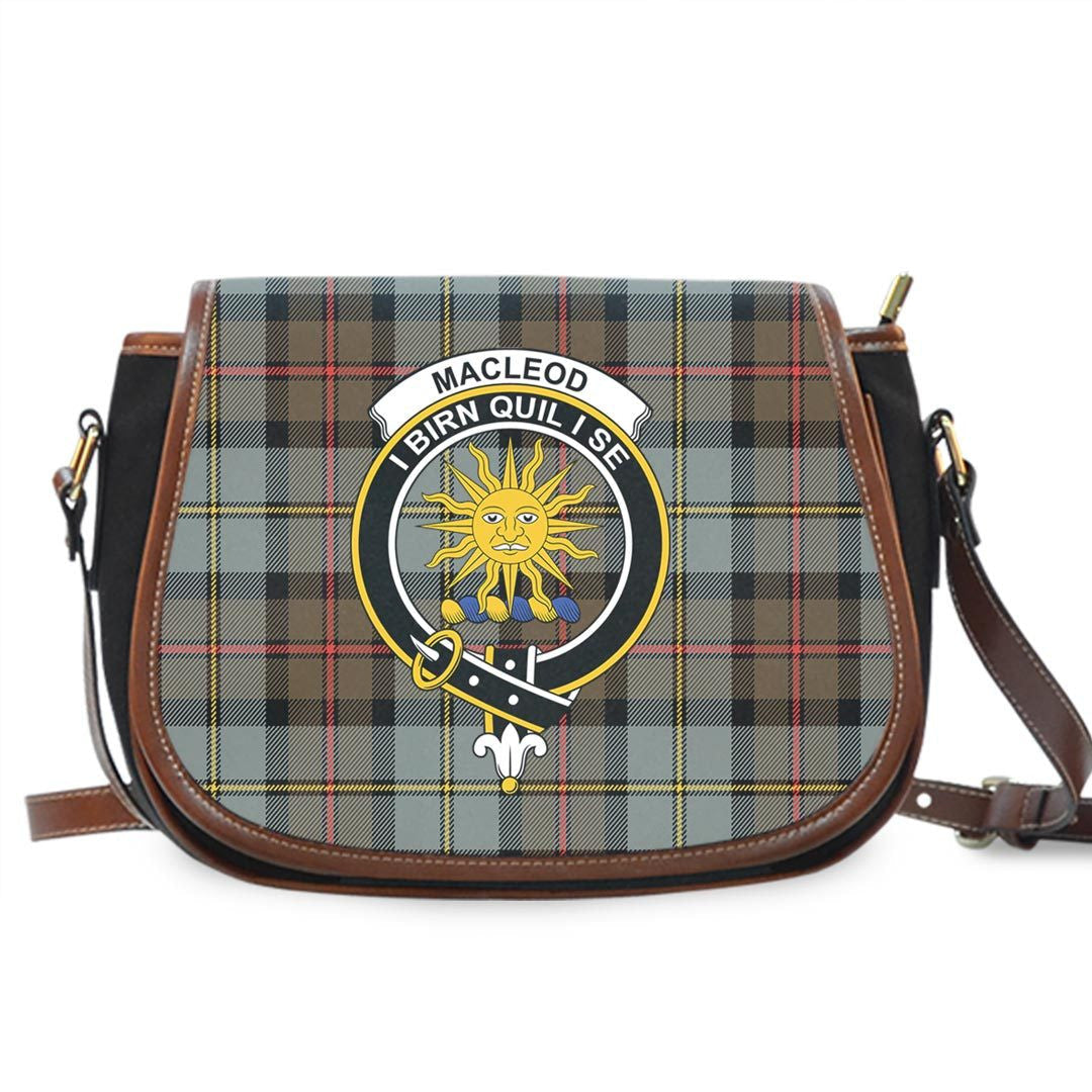 MacLeod of Harris Weathered Tartan Crest Saddle Bag