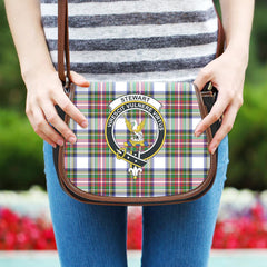 Stewart Dress Modern Tartan Crest Saddle Bag