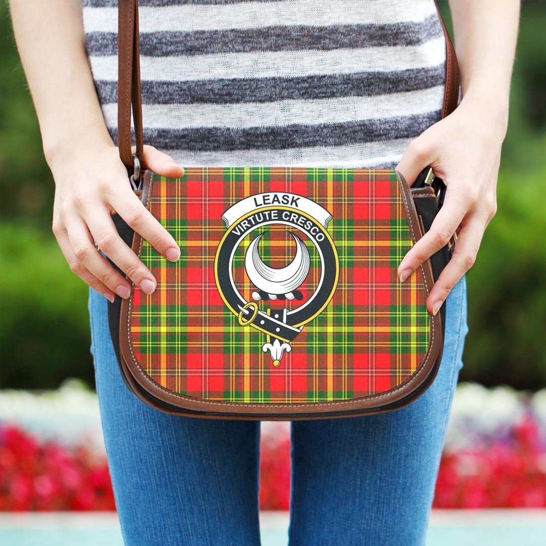 Leask Tartan Crest Saddle Bag