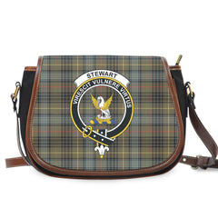 Stewart Hunting Weathered Tartan Crest Saddle Bag