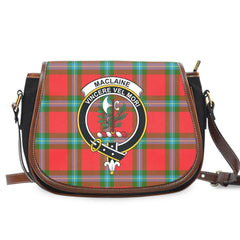MacLaine of Loch Buie Hunting Ancient Tartan Crest Saddle Bag