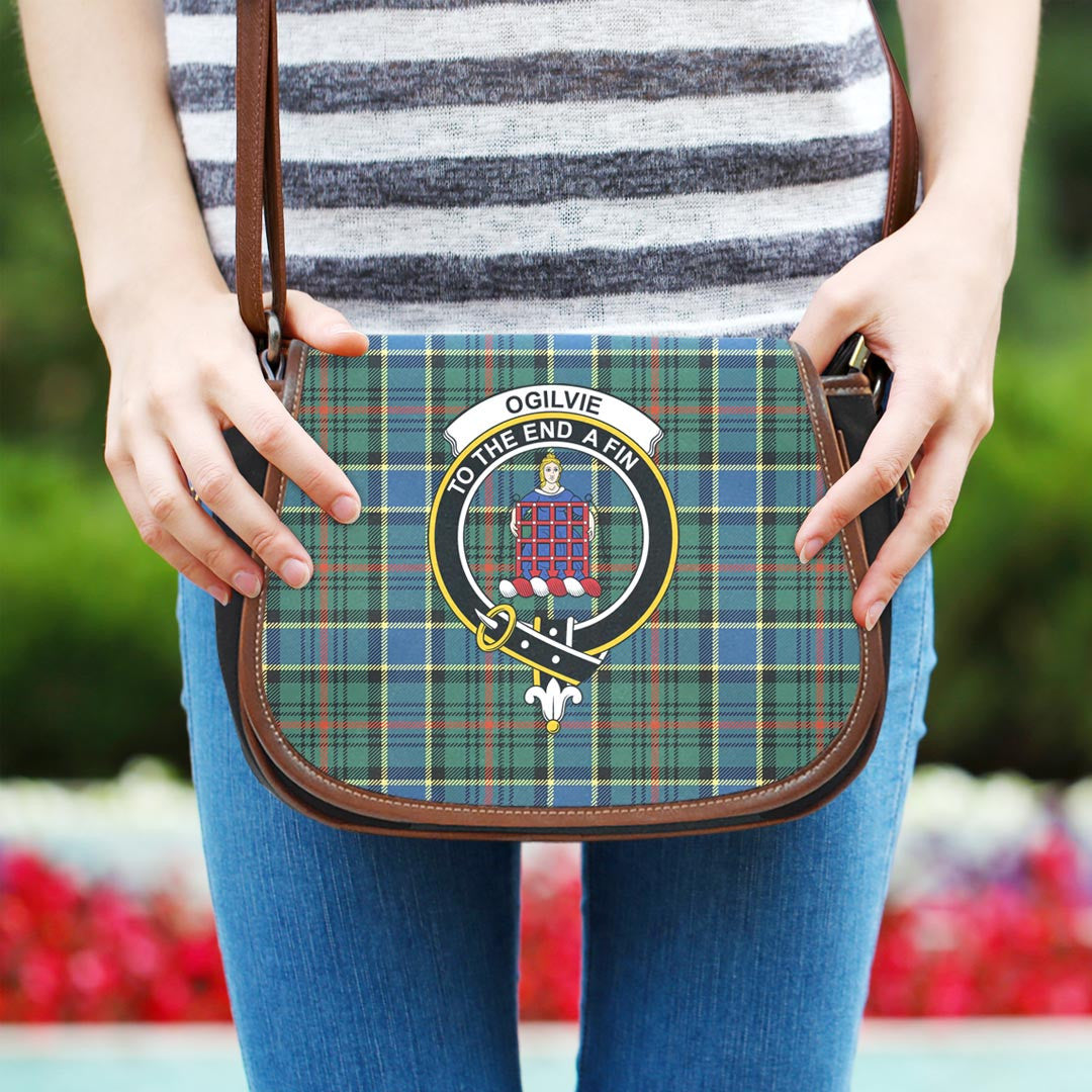 Ogilvie Hunting Modern Tartan Crest Saddle Bag