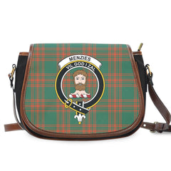 Menzies Green Ancient Tartan Crest Saddle Bag