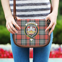 MacLachlan Weathered Tartan Crest Saddle Bag