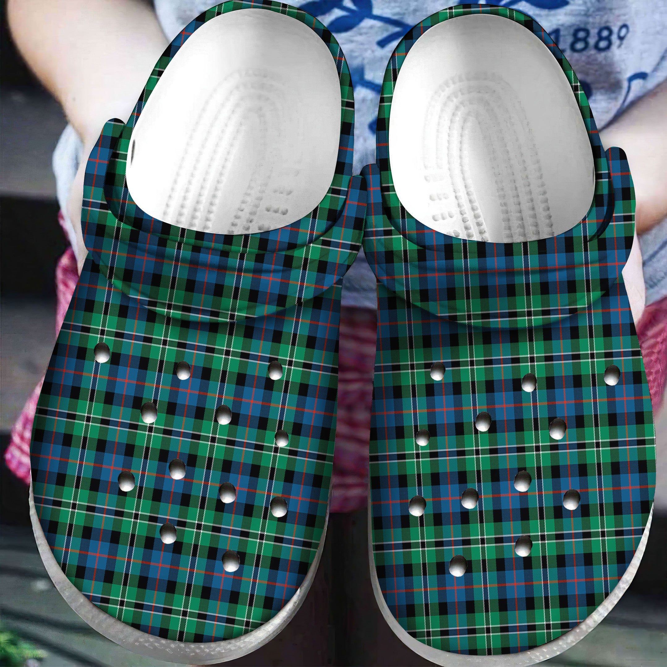 Rose Hunting Ancient Tartan Plaid Crocs